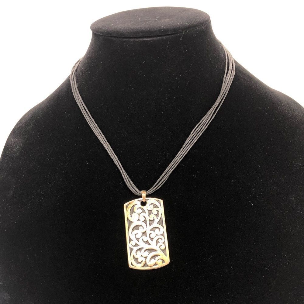 Leather Necklace with square pendant